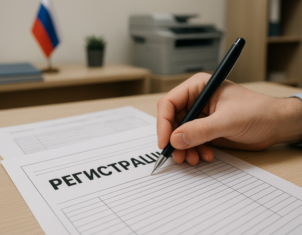 Подписание документов для временной регистрации на столе
