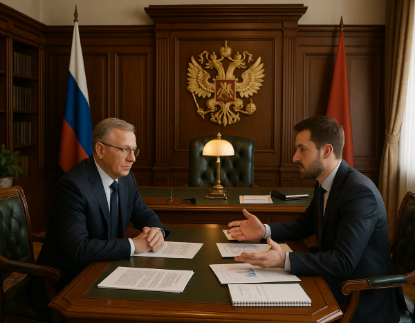 Деловая беседа в традиционном российском офисе
