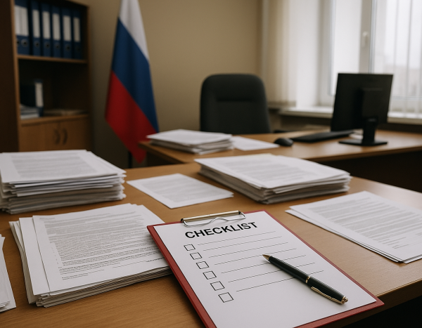 Подготовка к проверке: документы на столе в офисе