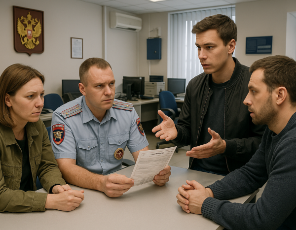 Люди обсуждают штраф в офисе ГИБДД