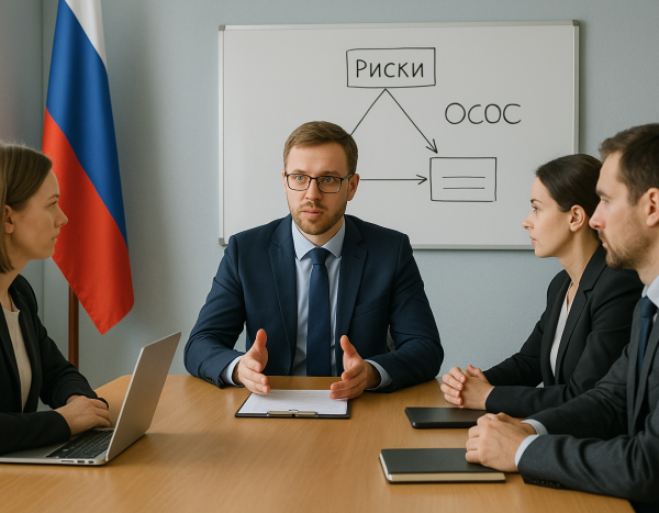 Команда обсуждает стратегии управления рисками Open Source на собрании