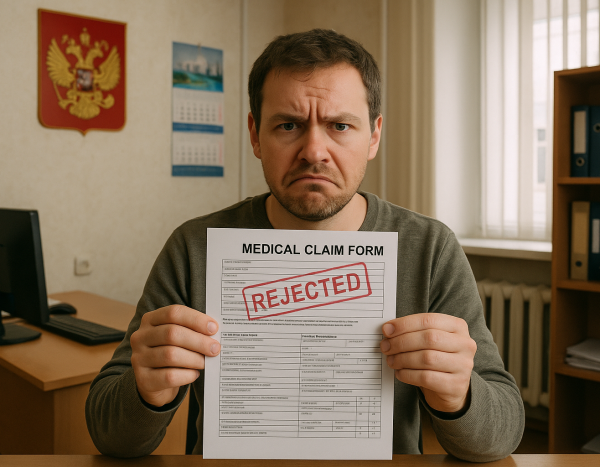 Пациент с отклоненной медицинской заявкой в российском офисе