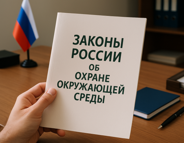 Документ с экологическими законами в руке на столе
