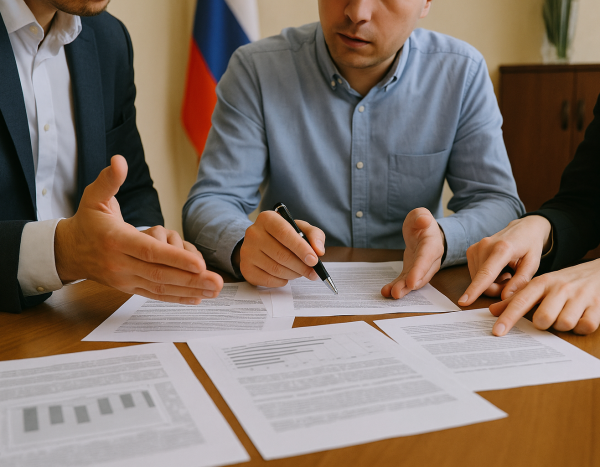 Обсуждение условий договора акционеров в офисе