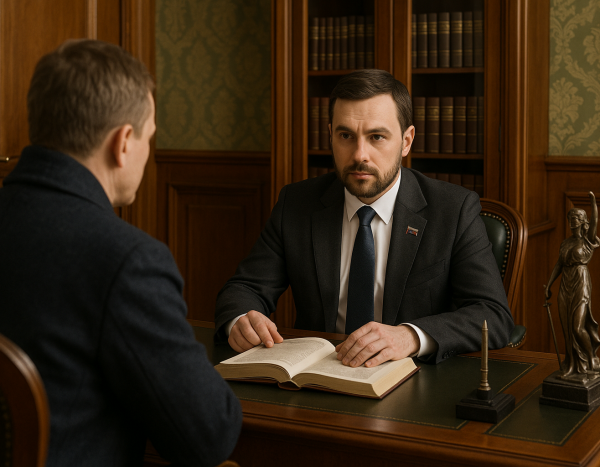 Консультация клиента с адвокатом в российском офисе