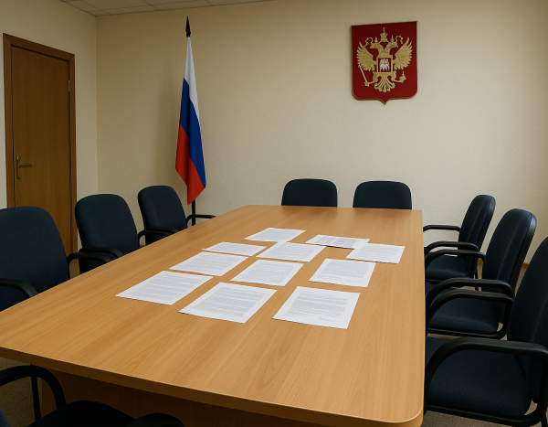 Пустая переговорная в офисе с документами на столе